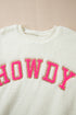 Beige Sherpa HOWDY Patched Pullover Sweatshirt
